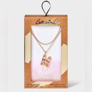 NWT Bellissima 14K Gold Dipped Flower Pressed Initial "M" Multi-Strand Necklace
